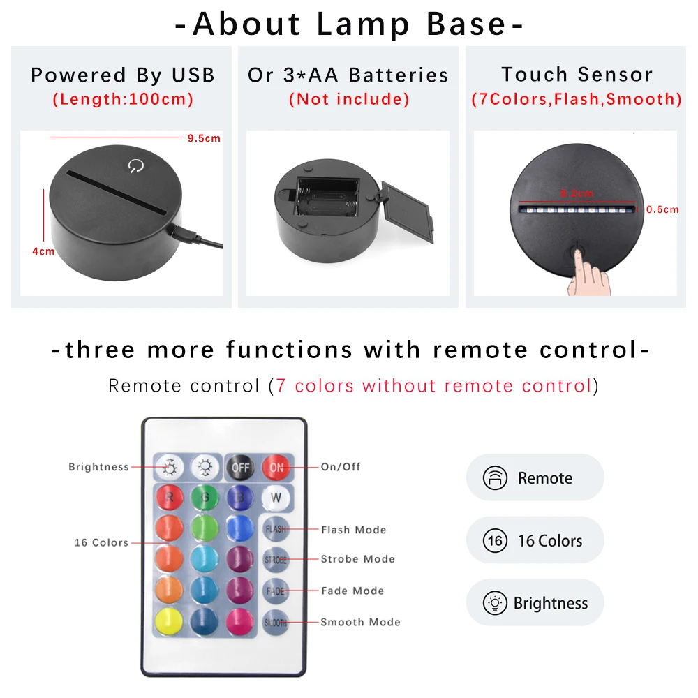

LED Night Light 3D Dinosaur Desk Nightlight Touch Remote Table Lamp Decor Gifts for Baby Kids Child Birthday Holiday Girl Friend
