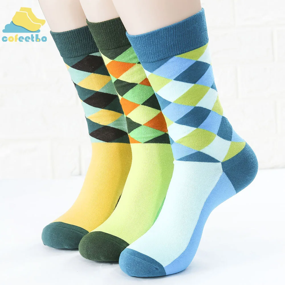 Винтажные Лоскутные короткие носки Cofeetbo повседневные жаккардовые средней длины