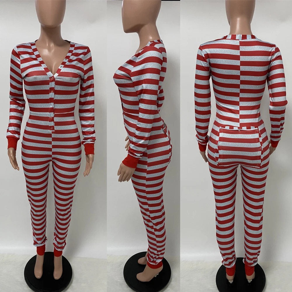 

New Arrivals 2021 Women Bodycon Jumpsuits Long Sleeve Winter Fashion Printed Home Wear Ladies Clothing Jumpsuit Casual