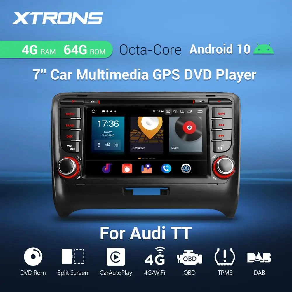 XTRONS Android 10 0 PX5 Octa Core GPS навигация Радио автомобильный DVD плеер OBD для Audi TT MK2 8J 2006 2007