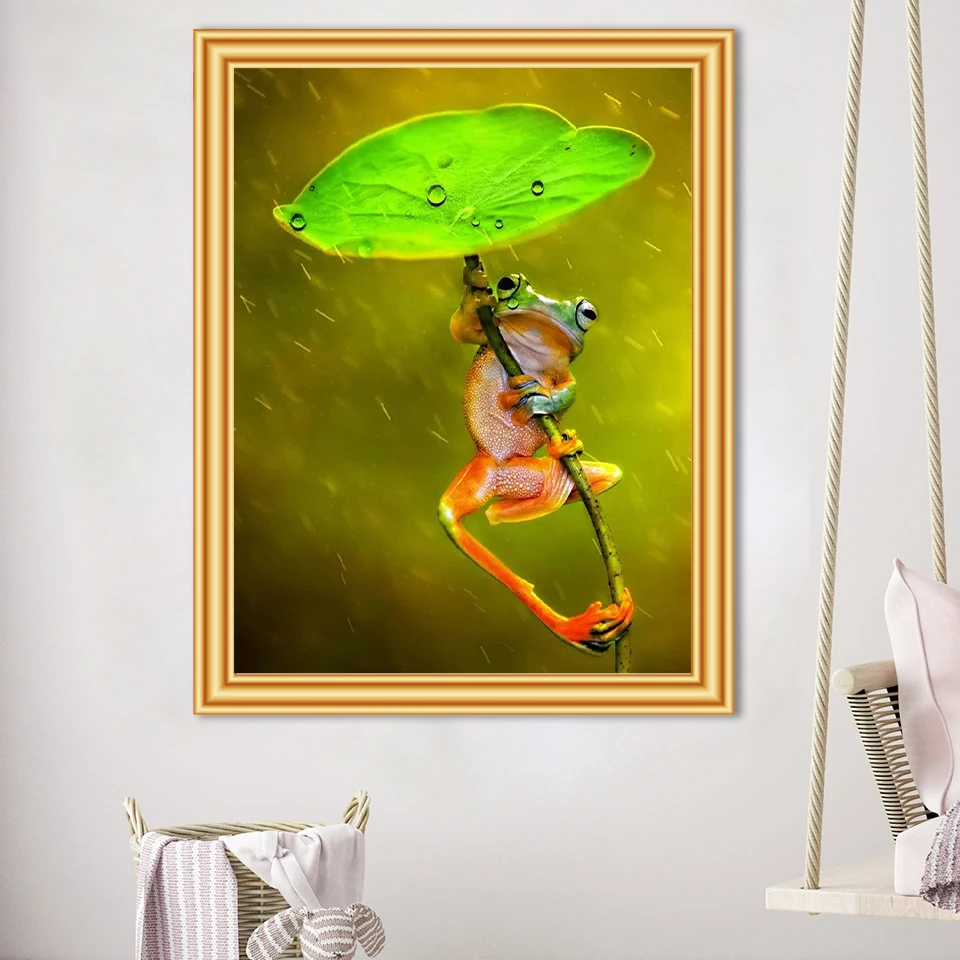 

Алмазная 5D картина «сделай сам», Набор для вышивки крестиком лягушки, полная выкладка, мозаика для домашнего декора