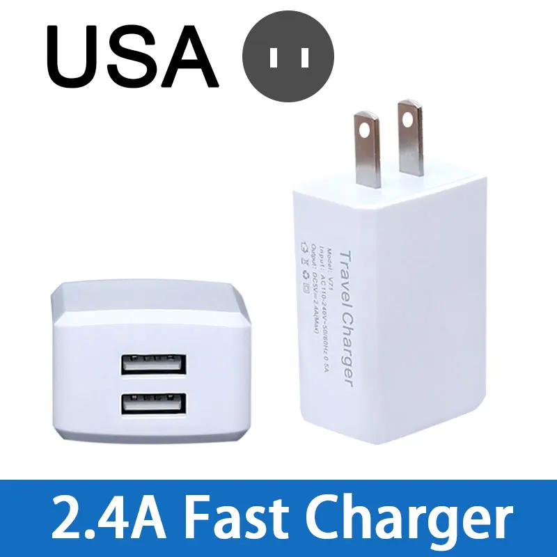 Двойной USB кабель для мобильного телефона для Зарядное устройство 5V 2A европейского стандарта ЕС США вилка универсальный для IPhone samsung htc Xiaomi EUR телефон планшет - Цвет: USA