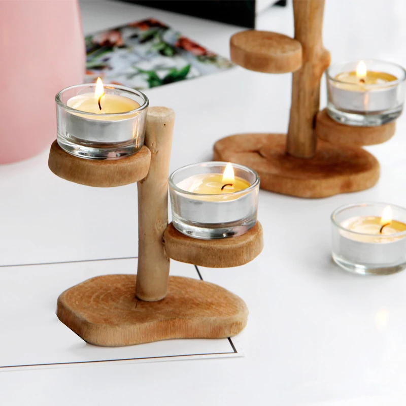 Деревянный подсвечник многостеклянный Подсвечник подставка для украшения дома
