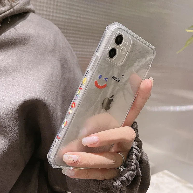

Smile Transparent Silicone Soft Phone Case For iPhone 7 8 Plus 2020 SE 8Plus X XR XS Max 11 11Pro Max 12 12Pro Max Pro Mini Case