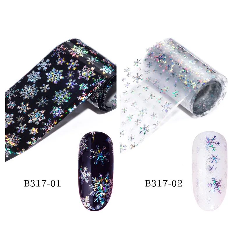 

4X100cm Snowflake Holographic Nail Art Transfer Foil Sticker Starry AB Paper Wraps Adhesive Decals Nails Decoration Accessories