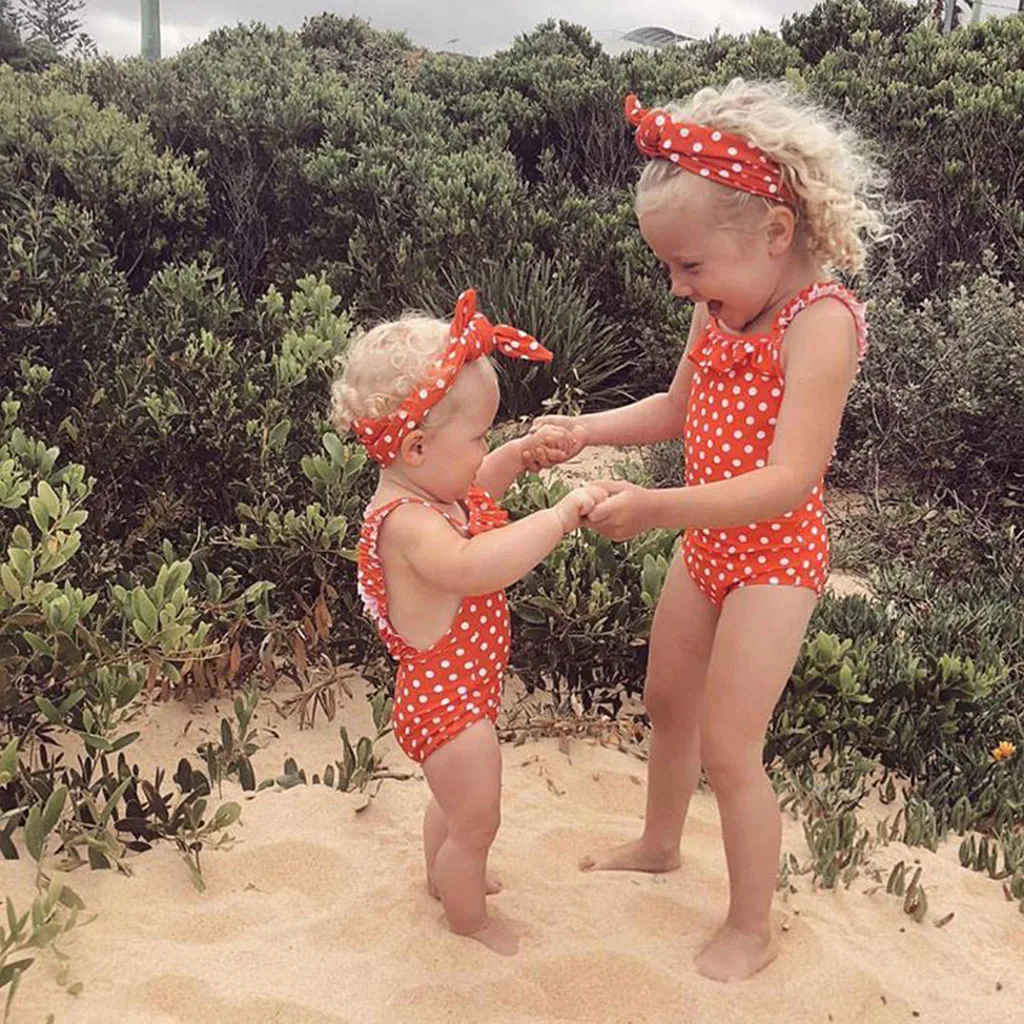 Детский купальник с рюшами без рукавов в горошек | Детская одежда и обувь