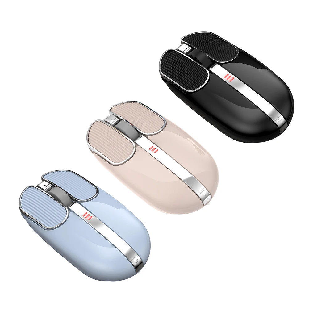 

Wired Wireless Mouse Battery Level Visible Adjustable Rechargeable Pebble Optical Mice Home Office Notebook Gaming Mouse