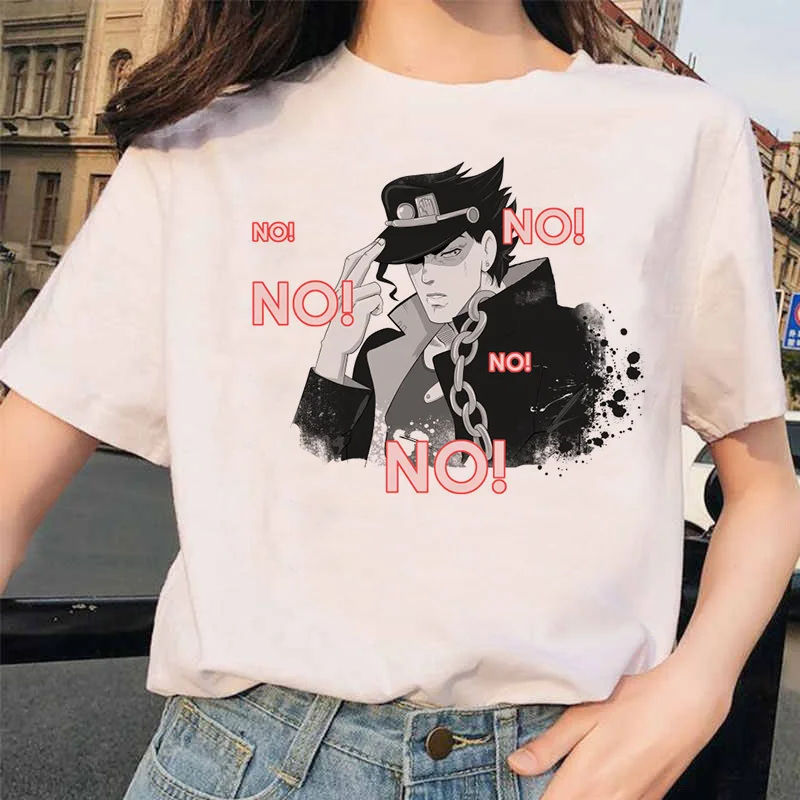 Обувь для косплея; аниме JoJo невероятное приключение Забавные футболки для мужчин и женщин; печатной футболок Повседневное Jojo футболка в стиле «хип хоп Футболки женские