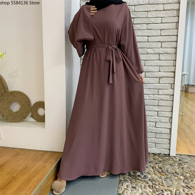 Nida Maxi Dress Abaya Kaftan Women Tie Waist Loose Causul Long Sleeve Muslim Hijab Islam Dubai Turkey Fashion Modset Robe | Тематическая