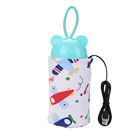 Портативная Детская Бутылочка с подогревом, хлопок, с принтом, для младенцев, для кормления молока, с USB-разъемом, с сумкой для хранения, детские инструменты для кормления