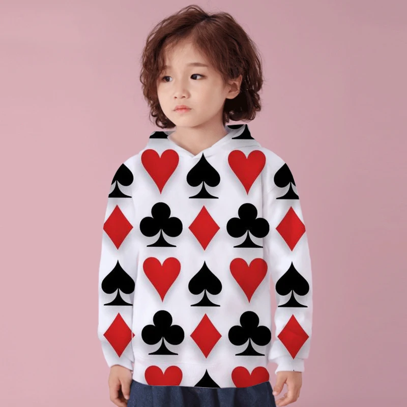

3D Print poker fire Boys Hoodies Coats Spring Autumn Outerwear Kids Hooded Sweatshirt Clothes Children Long Sleeve Pullover Tops