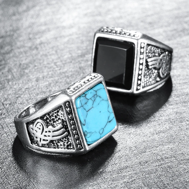 Модное кольцо Kinel 2020 из натурального камня в стиле панк античное тибетское