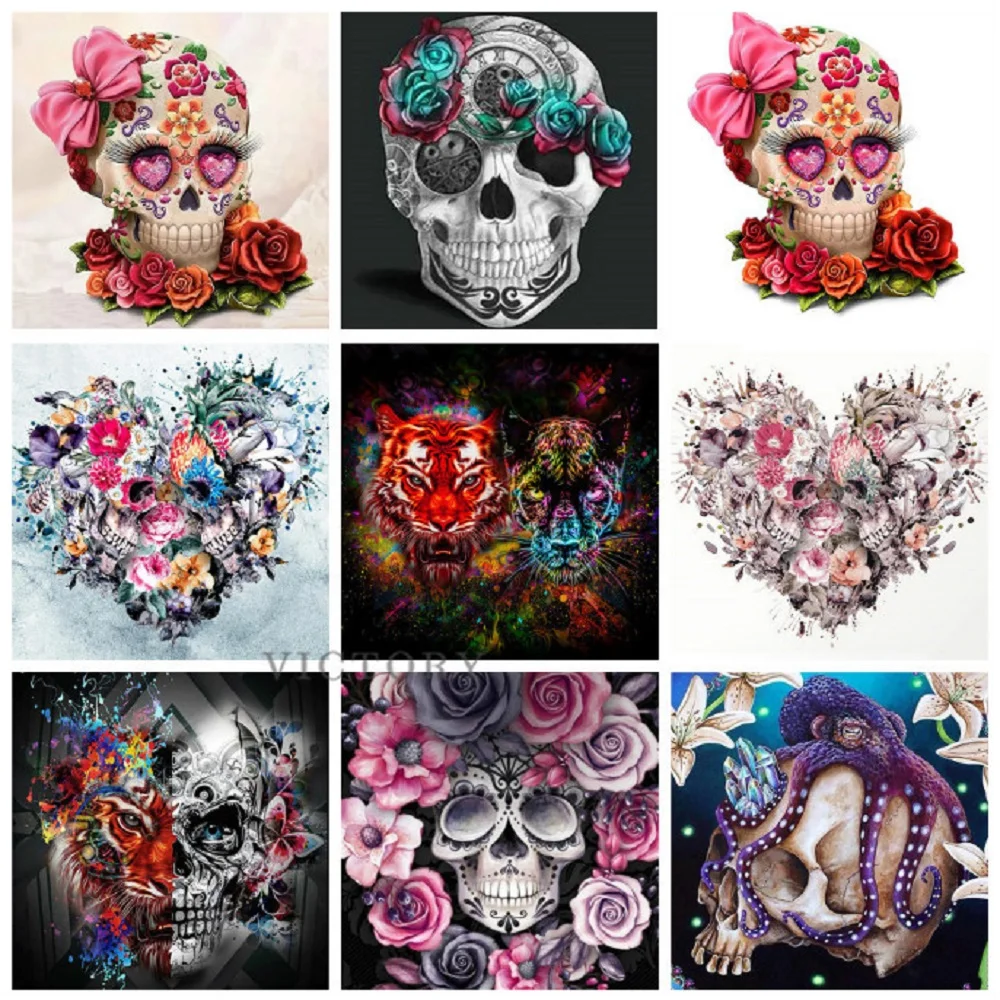 

Diy 5D Diamond Painting Skull Art Full Drill Square Diamond Embroidery Landscape Cross Stitch Sale Handicraft Art Home Decor