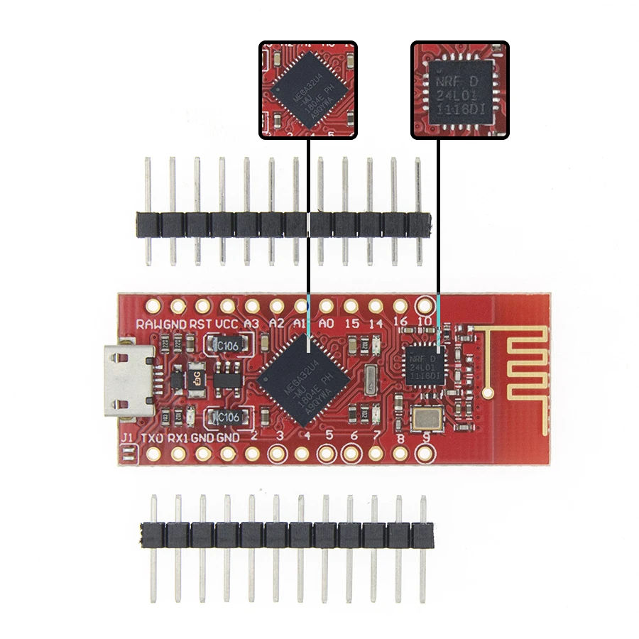 1PCS Pro Micro With 2.4G ATmega32U4 NRF24L01 5V/16MHz Module controller Compatible for arduino | Электронные компоненты и