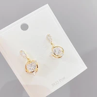 wholesale silver plated korean hollow zircon stud earrings gold plated fresh trendy fashion jewelry