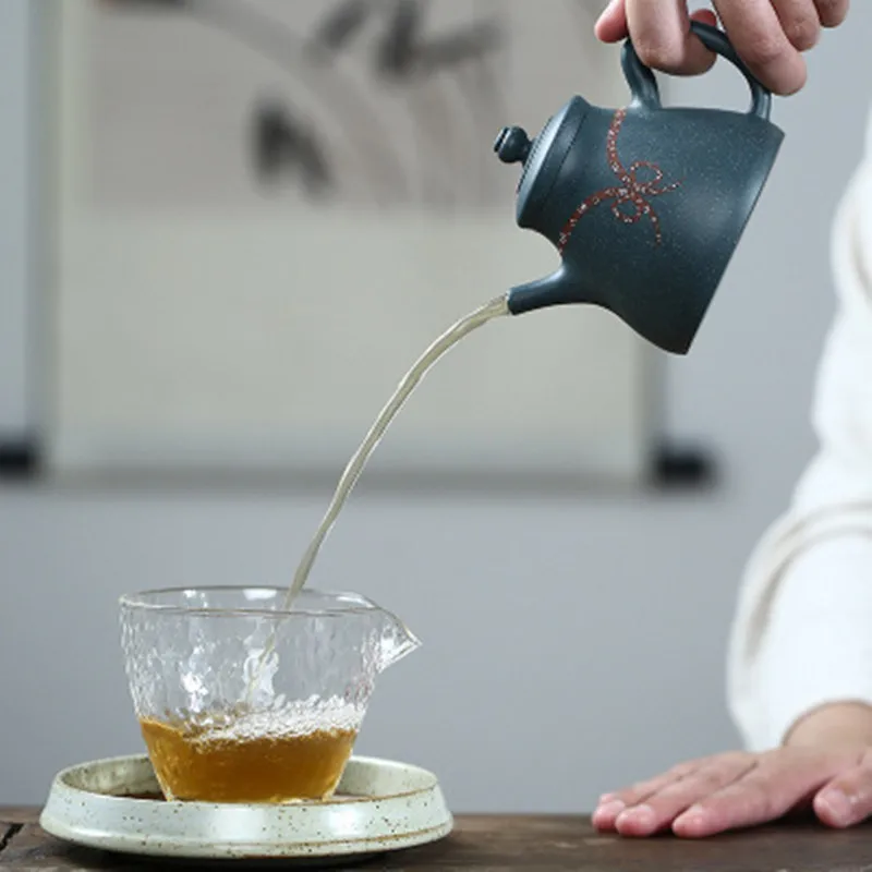 220cc High-grade Raw Ore Purple Sand Green Clay Teapot Master Hand Plum Blossom 7 Hole Water Tea Pot Gift Set | Дом и сад