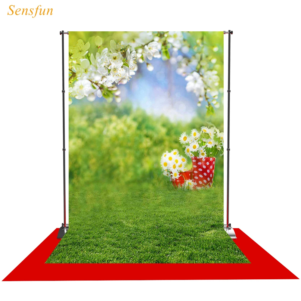 LEVOO фон для фотосъемки с изображением на весну цветочный горшок ромашка газон