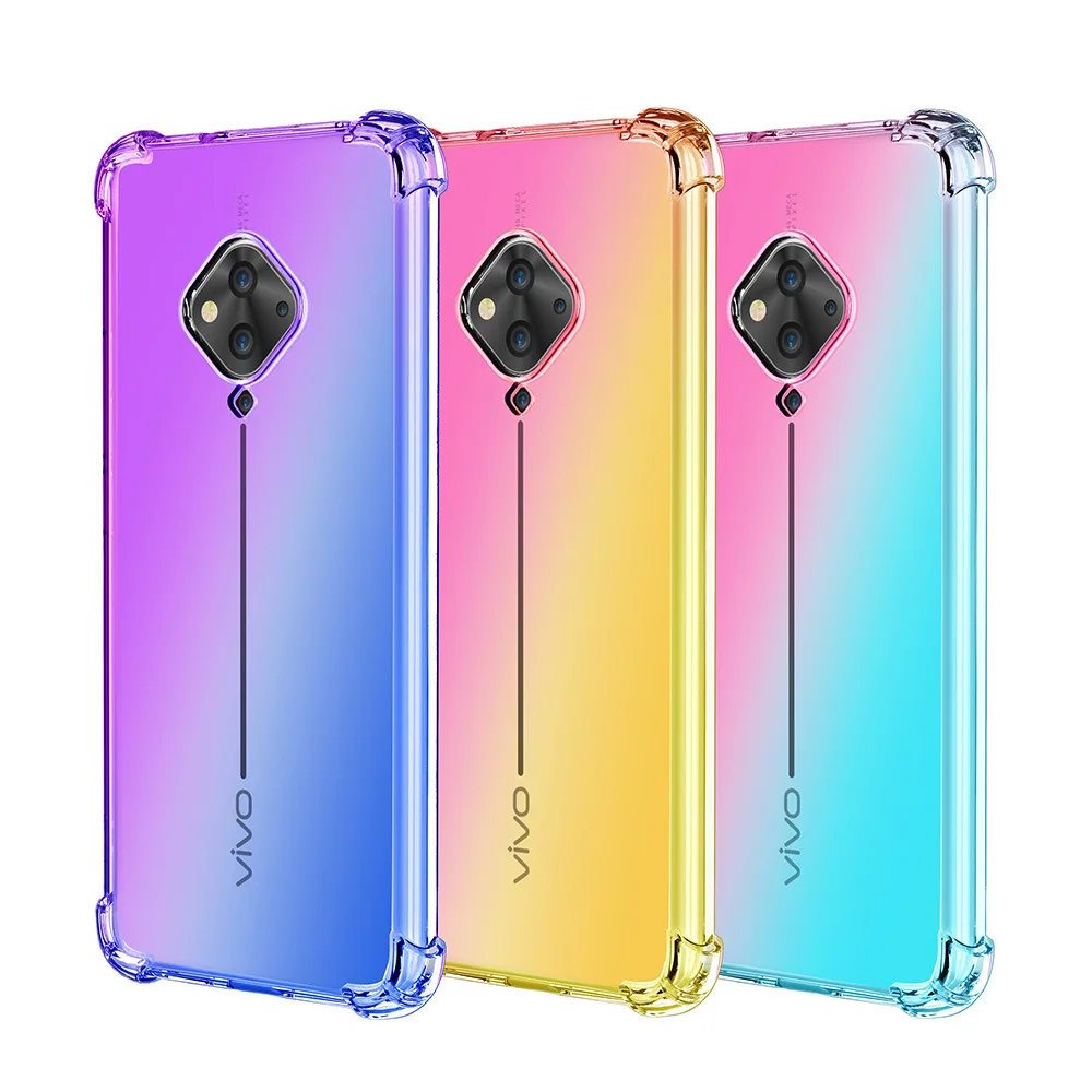 

Чехол из ТПУ с градиентным цветом для Vivo X20 X21 X23 X27 X30 X50, мягкий чехол для Vivo IQOO Neo Pro Neo 3 NEX, чехол с двойным дисплеем