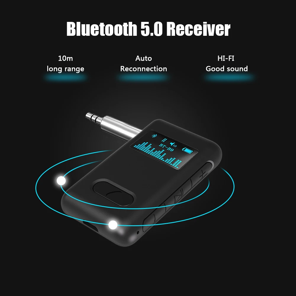 

LCD Car Bluetooth 5.0 Audio Receiver AUX 3.5mm 3.5 Jack RCA Stereo Wireless Adapter Handsfree For Speaker Car Audio Transmitter