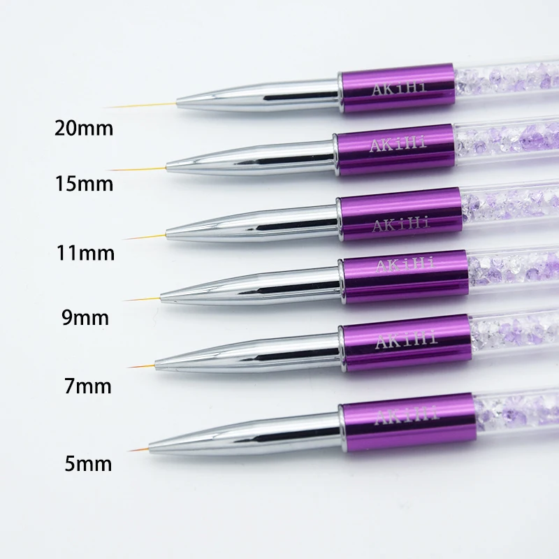 

AKiHi 5-20mm Nail Art Line Painting Brushes Crystal Acrylic Thin Liner Drawing Pen Manicure Tools UV Gel