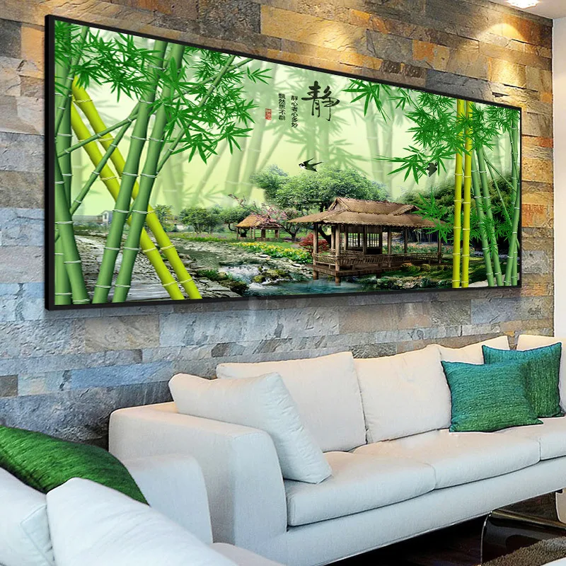 

Алмазная живопись 5D «сделай сам» большого размера, 50x120 см, в китайском стиле, пейзаж, тихий, Круглый Набор для вышивки крестиком, вышивка, укр...
