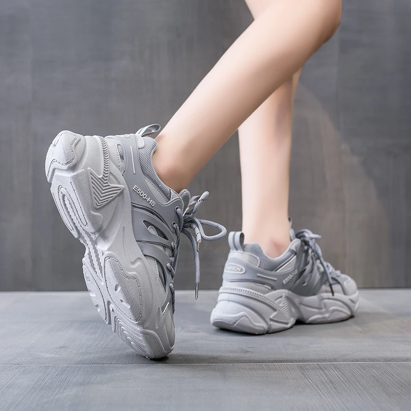 

Новое поступление, женские весенние, летние кроссовки на платформе, серые, черные кроссовки с резиновой подошвой, теннисные кроссовки для б...