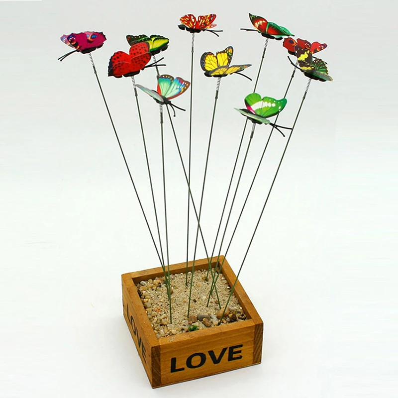 

Kawaii Colourful Butterfly Stick Toy Diy Home Garden Decoration T6R6