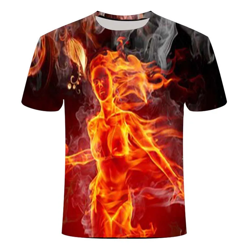 

Men's Sports T-Shirt Fashion New Summer Men's Short-Sleeved T-Shirt Casual 3d Flame Pattern Printing Breathable T-Shirt