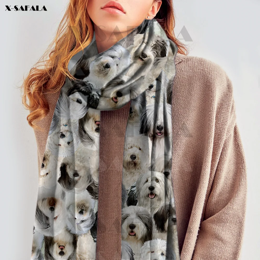 Old English Sheepdogs Autumn Gift Scarf Female British Bagh Bristled Cashmere Shawl Thick Pet Scarves Long Pashmina Neckerchief