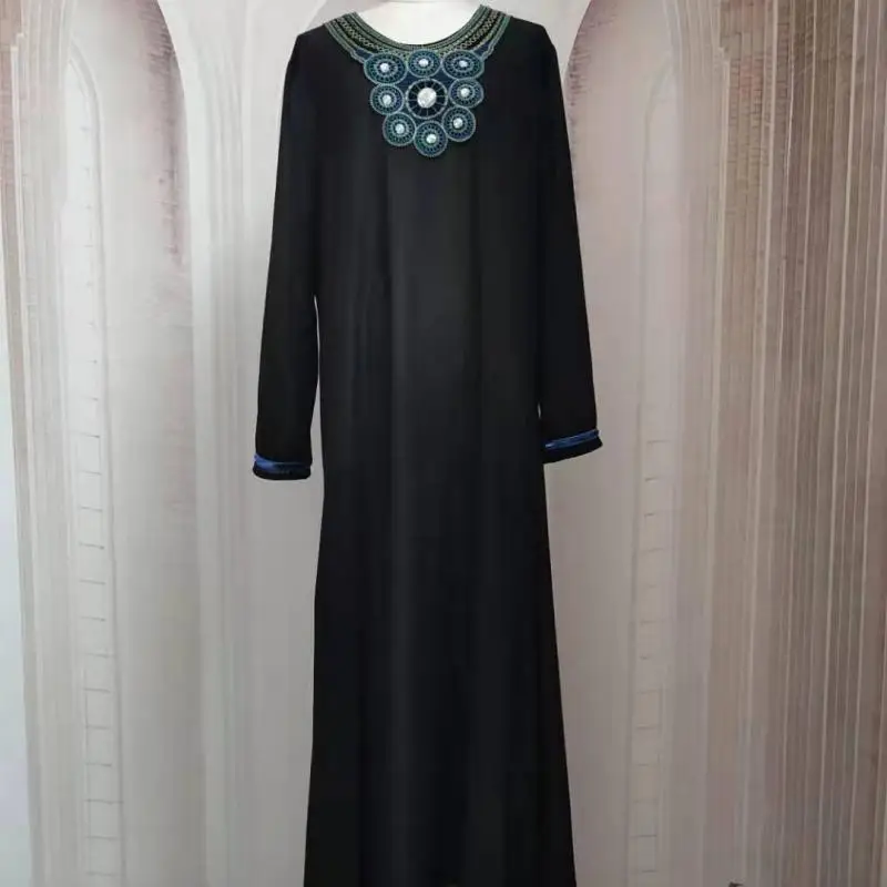 

2021 мусульманская Арабская вышивка бисером большого размера непроницаемый шифон мусульманский Повседневный свободный женский халат марок...