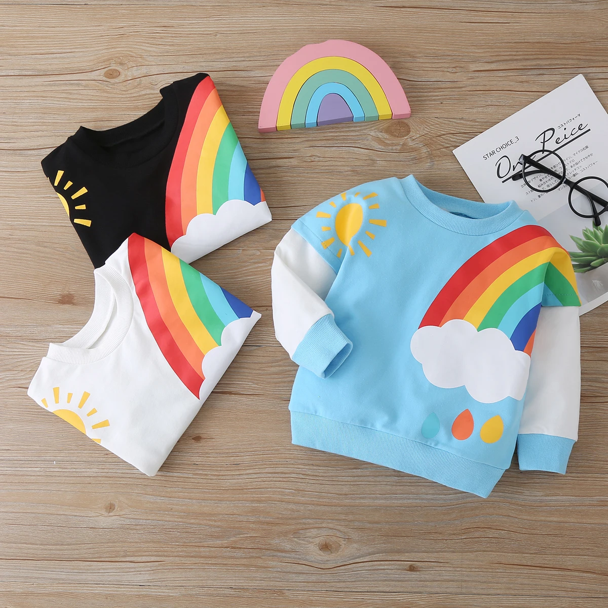 

Toddler Infant Baby Girls Boys Sweatshirt Tops Fashion Autumn Rainbow Print Long Sleeve Kids Children Pullover Tops Clothes
