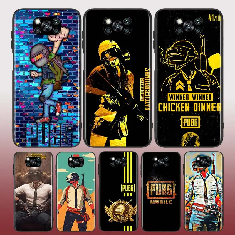 

For Xiaomi Poco X3 NFC GT M3 M2 X2 F3 F2 Pro C3 F1 Mi Play Mix 3 A2 A1 6X 5X Phone Case Popular Games PUBG Black Cover