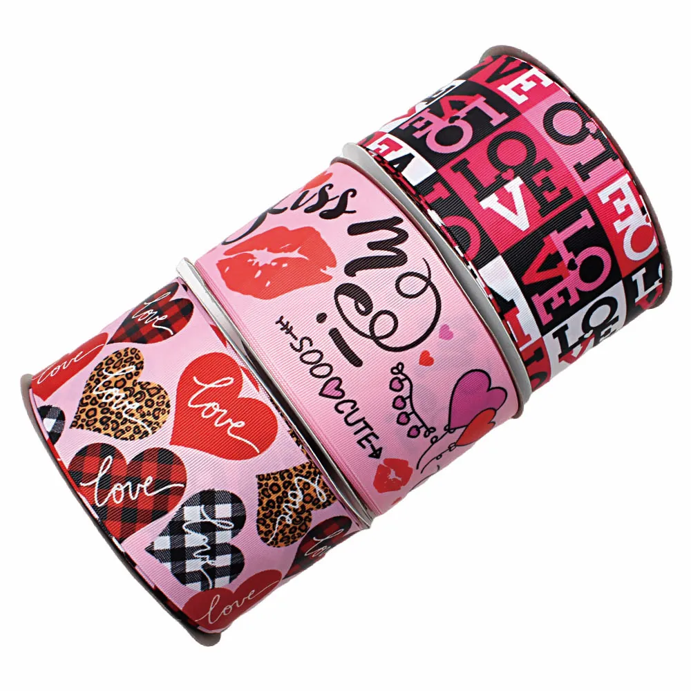 

Happy Valentine's Day Cartoon Grosgrain Ribbon Printing Baby Animal and Heart Pattern FOE 50yards/lot for DIY