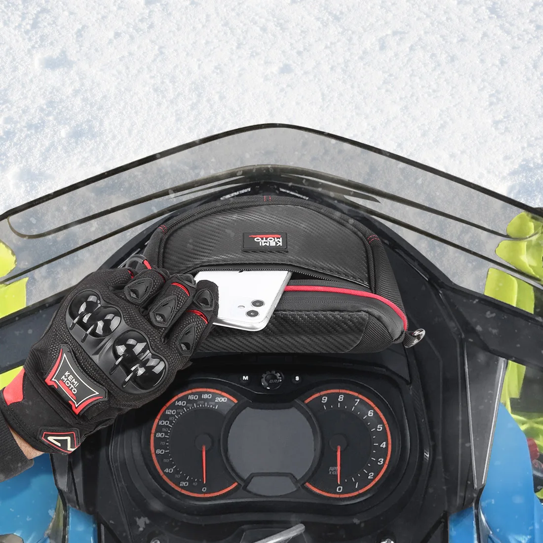 

KEMIMOTO 2L Snowmobile Dashboard Bag Storage Wallet Phone Portable Cross-body Bag for Ski-Doo REV-XP 860201176