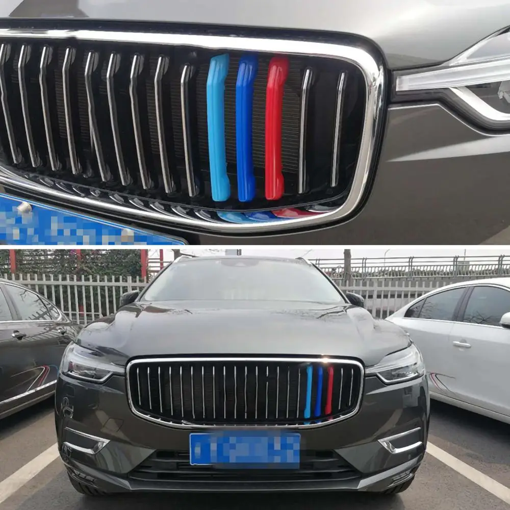 

3pcs Auto Car M Colors Front Grille Bar Cover Decal Stripe Clip Fit for S60L S90L XC40 XC60 V90 CC S90 S60 S40 V60 Accessories