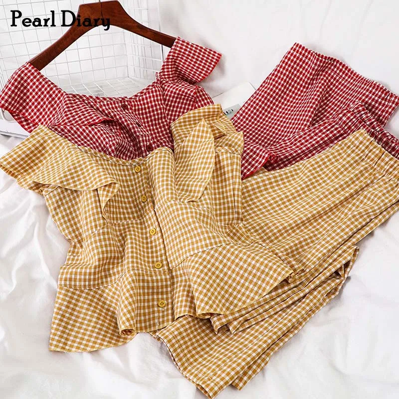 Женский комплект из 2 предметов Pearl Diary укороченный топ с оборками на рукавах