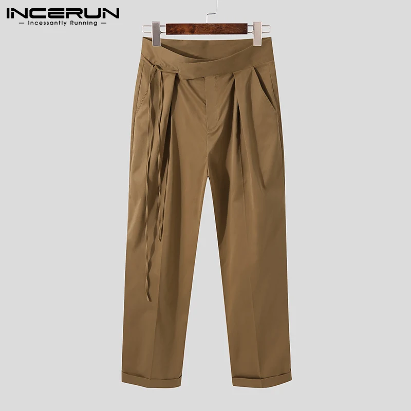 

Solid Comfortable Handsome Men Pantalons High Waist INCERUN Wide-leg Pants Party Nightclub Wide-leg Straight Trousers S-5XL 2021