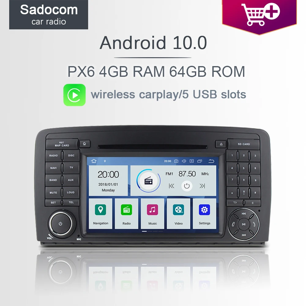 PX6 IPS 2 Din Android 10 0 автомобильный dvd плеер 6 ядер 64 ГБ 4 Автомагнитола для Benz W251 R280 R300 R320