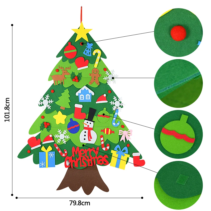 diy felt christmas tree with led light new year kids gift toys door wall hanging ornaments christmas decoration for home navidad free global shipping