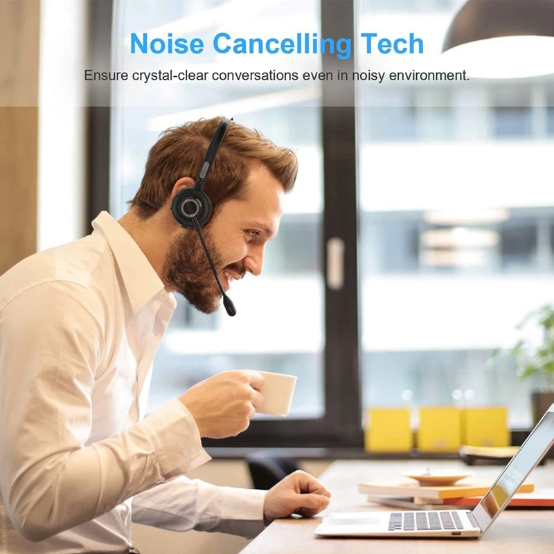 

Bluetooth Headphones with Microphone, Wireless Headset on Ear, Noise Canceling PC Headset for Cell Phones PC Tablet