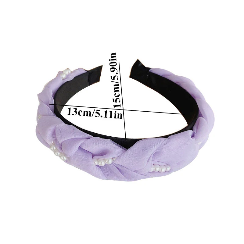 

Mesh Pearl Braided Headband Pretty French Style Polychromatic Headband Braided Women Girls Retro Broad-Brimmed Hairband
