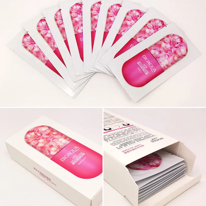 10Pcs Facial Serum Fruit essence Skin Care Jelly Face Mask Aloe vera Blueberry Cherry blossom Moisturizing sleep jelly | Красота и