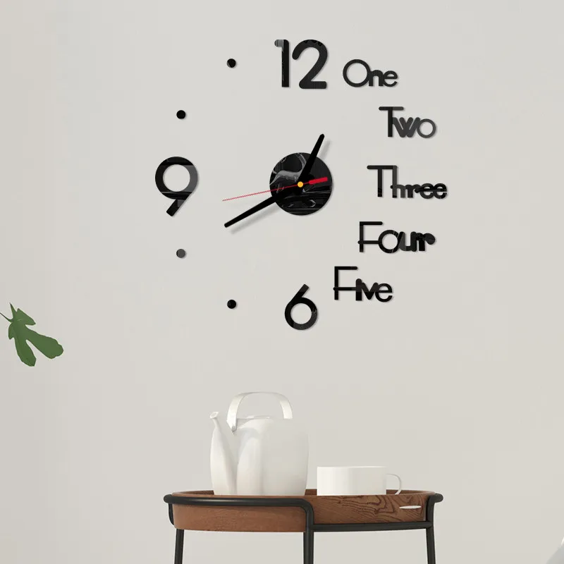 3D DIY Large Wall Clock Modern Design Silent Sticker Acrylic Mirror Self Adhesive Clocks Room Home Decor Z0518 | Дом и сад