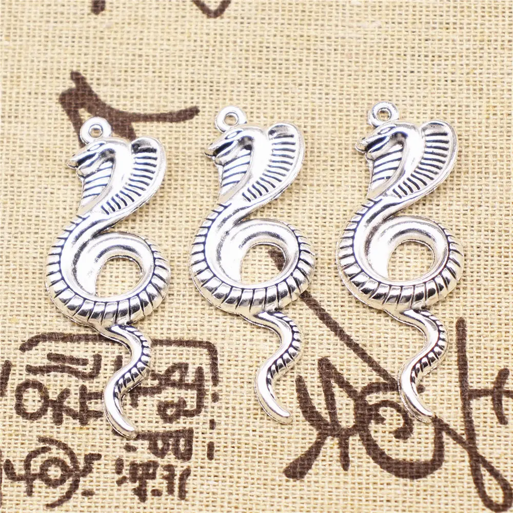 

Charm For Making Jewelry Pendants Antique Silver Color Cobra 49x19mm 2pcs