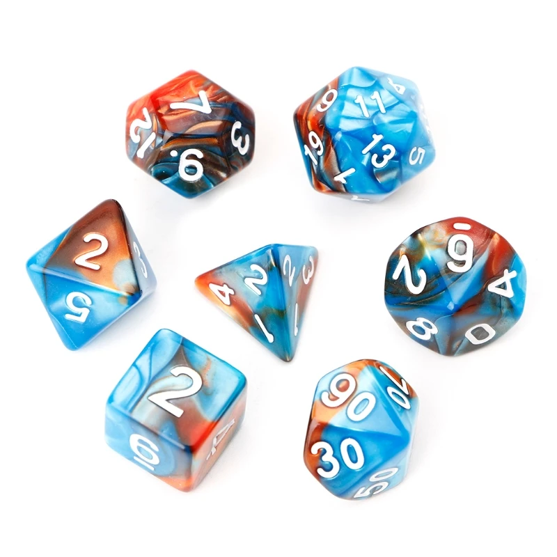 7 шт./компл. акриловые полигедрические игральные кости для TRPG настольной игры D4 D20