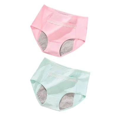 Мятный 2pcs/Set Cotton Physiological Period Leak Proof Menstrual Panties Breathable Seamless Soft High Quality Women Underwear Breifs - Цвет: Мятный