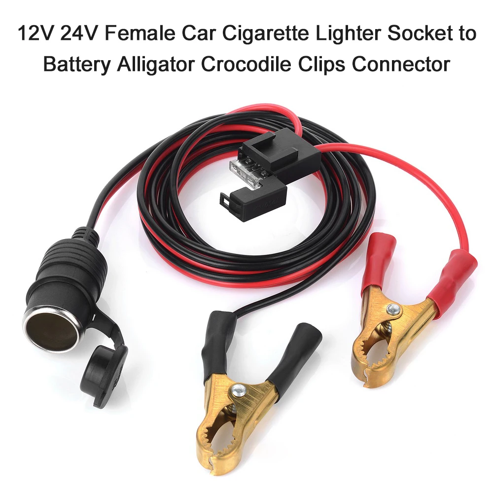 12V 24V женский розетка для автомобильного прикуривателя аллигаторный зажим