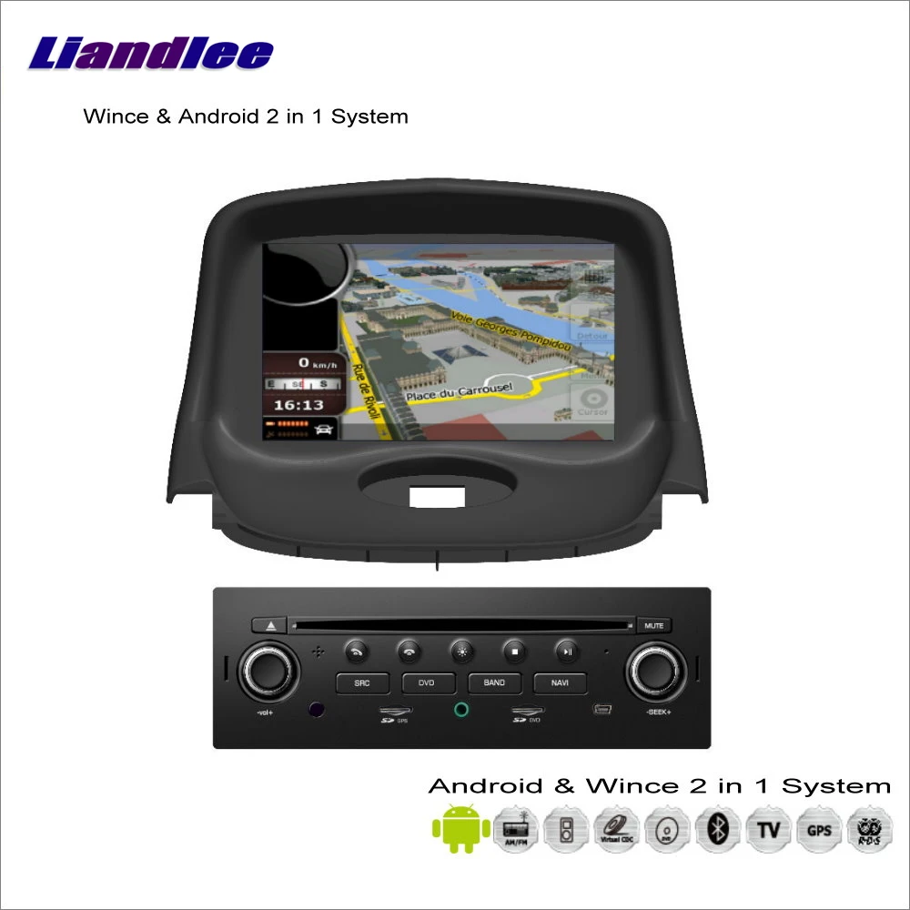 Автомобильная Мультимедийная стереосистема Liandlee Android для Peugeot 206 2004 ~ 2009 радио CD DVD