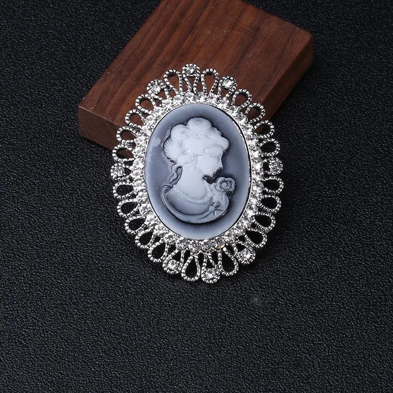 Wuli&ampbaby Flower Round Lady Face Badge Brooches For Women Vintage Beauty Figure Office Party Brooch Pins Gifts | Украшения и
