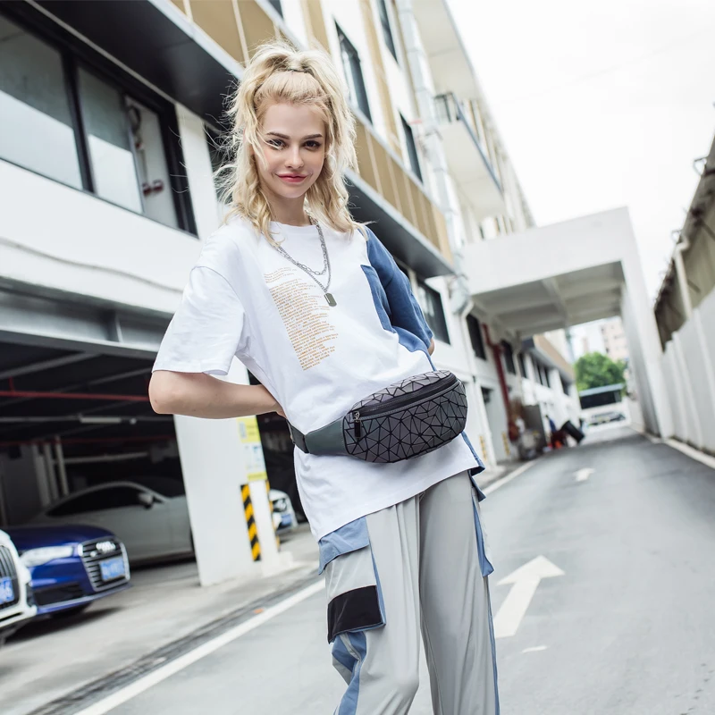Women Bao Luminous Waist Bags Convenient Belt Bag Luxury Brand Chest Geometry Packs Purse Money Phone | Багаж и сумки